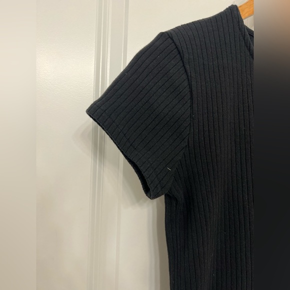 Madewell Bodycon Black Ribbed Dress with Buttons - Picture 5 of 8